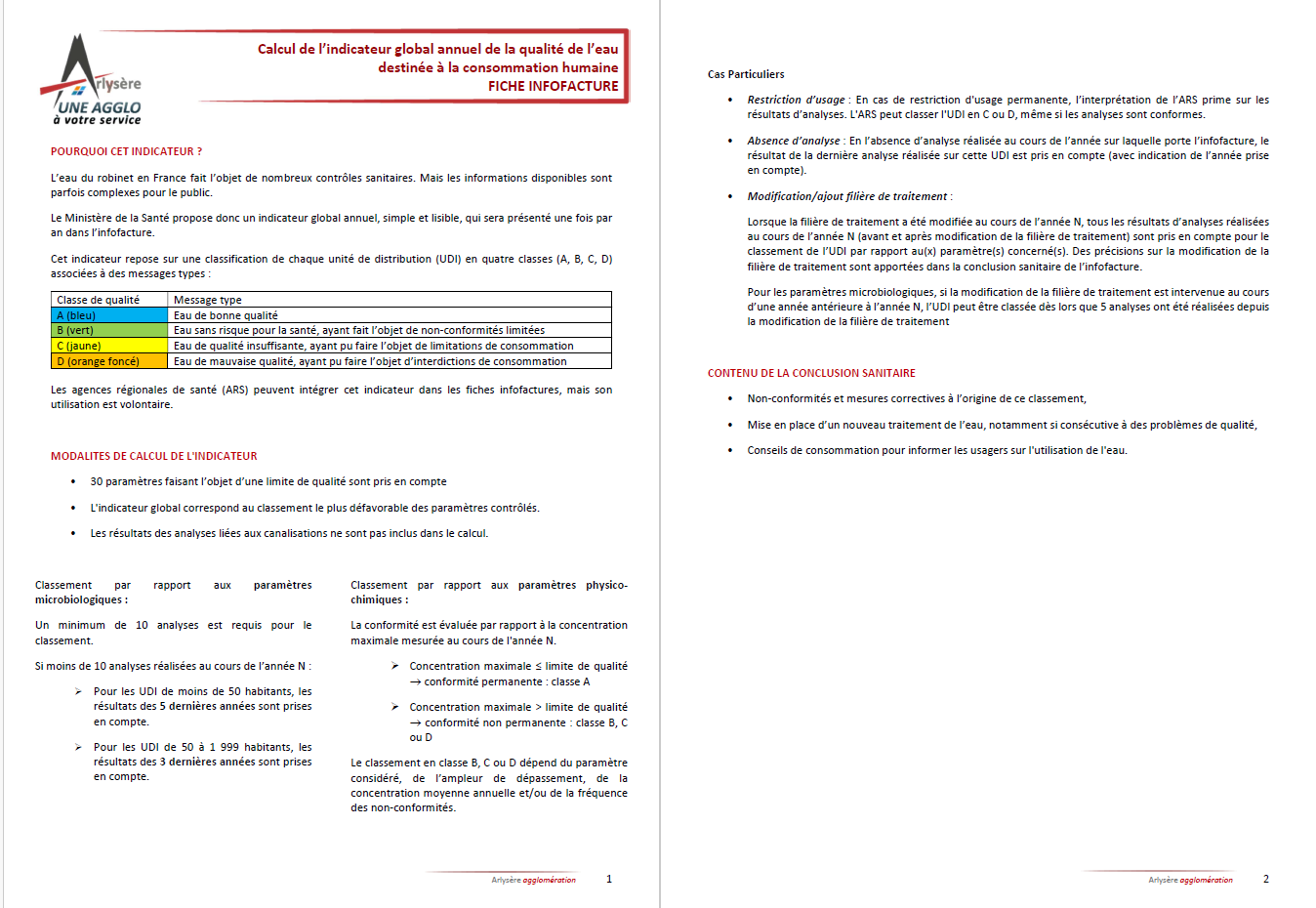 INDICATEUR ANALYSE EAU