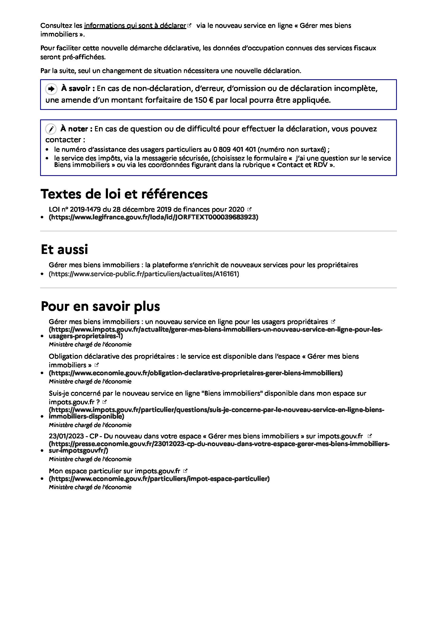 Propriétés immobilères Nouvelle obligation de déclaration pour les propriétaires dun bien immobilier en 2023 Service public.fr Page 2